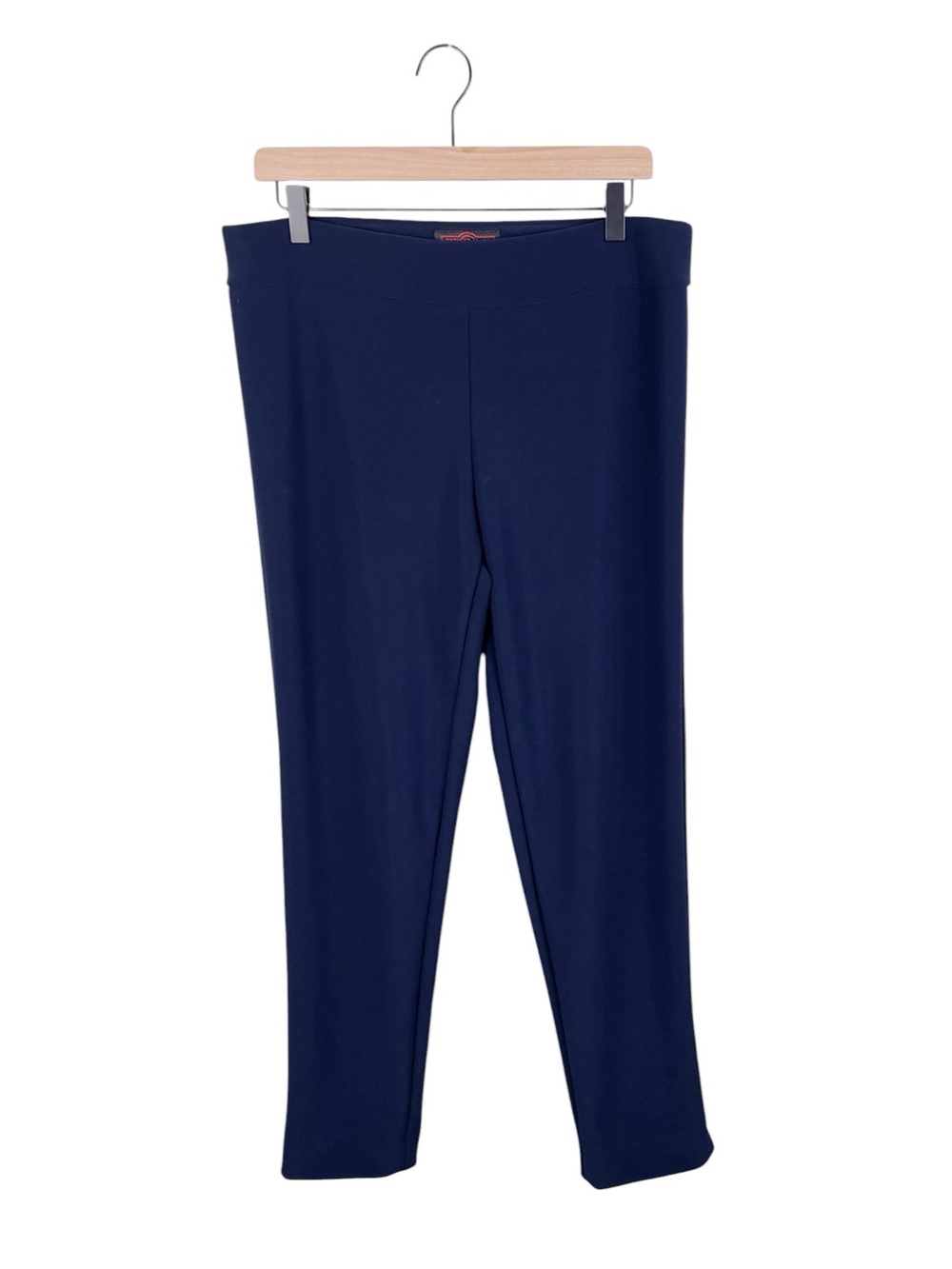 Krazy Larry Womens Micro Fiber Pull On Pants Size 12 Navy Blue Minimalist Career